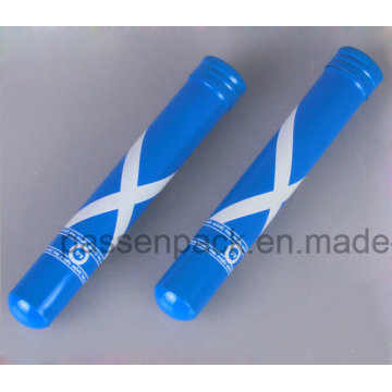 Tube d&#39;emballage en aluminium pour fumer du cigare en couleur bleue (PPC-ACT-008)